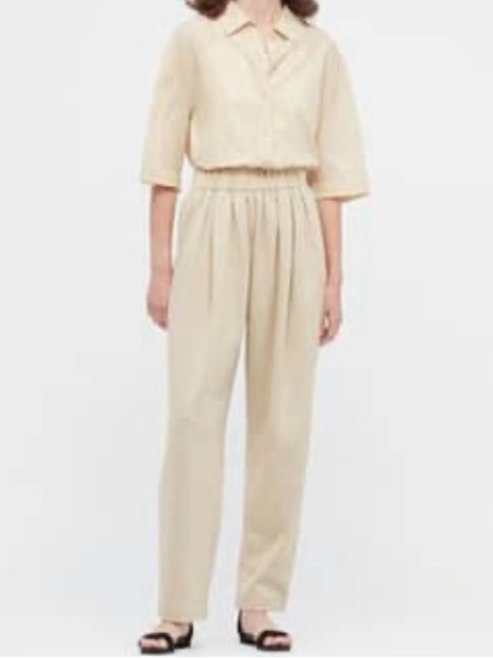 Lemaire Uniqlo U Pleated Wide-Leg Sweatpant Trousers Cream Beige M EUC Oatmilk